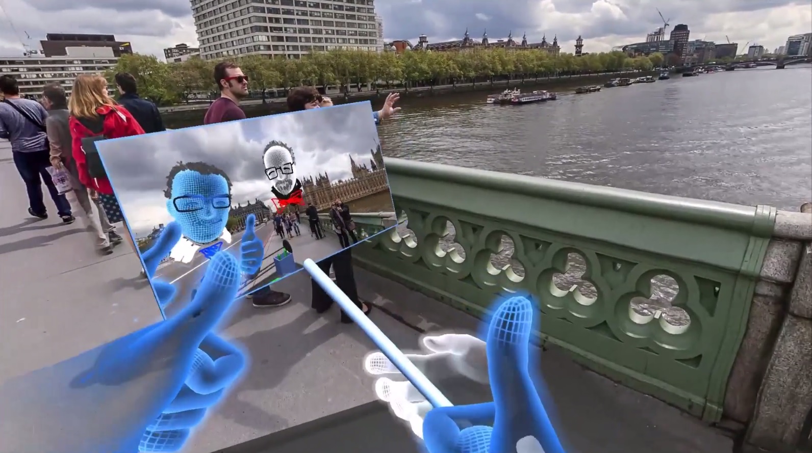 Wirtualny kijaszek do selfie w VR... fot. ujęcie z prezentacji video.